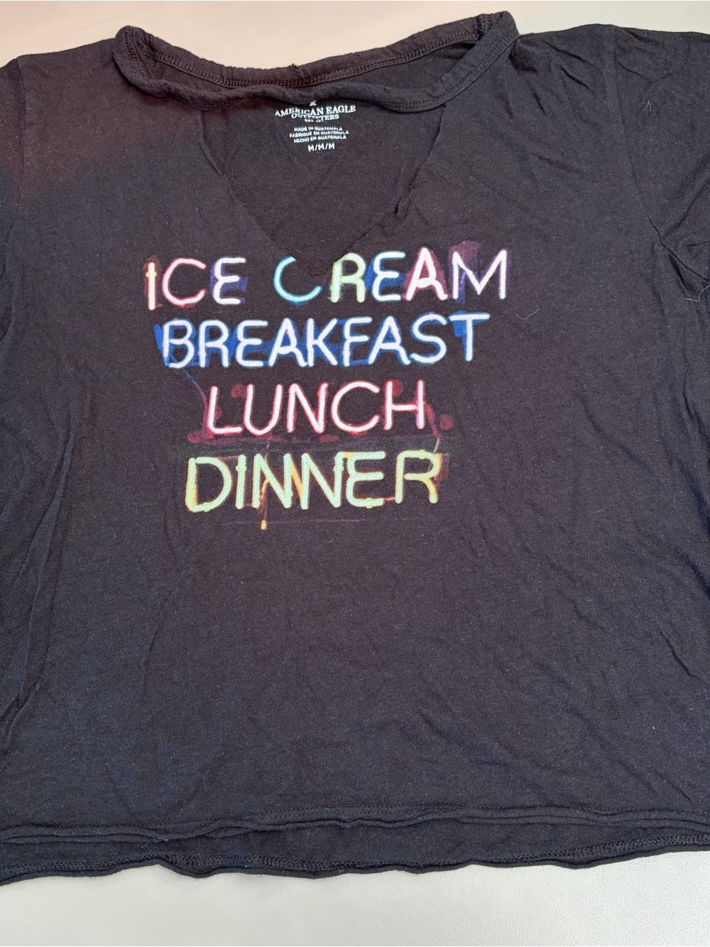 American Eagle Outfitters Black pajama Tee - 'Ice Cream Breakfast Lunch Dinner'